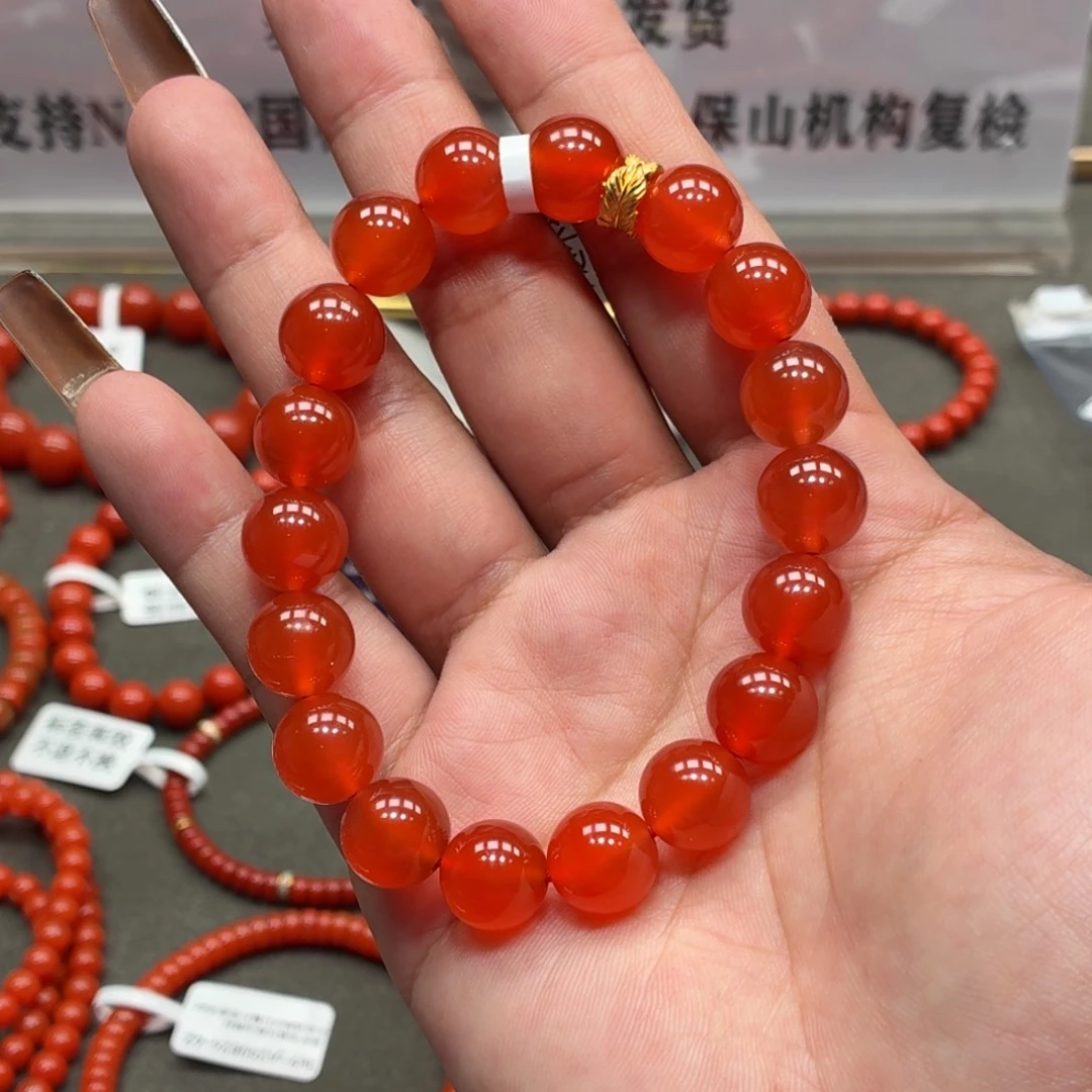 未镶嵌单圈南红玛瑙原矿保山小庄冰红手串卡11+