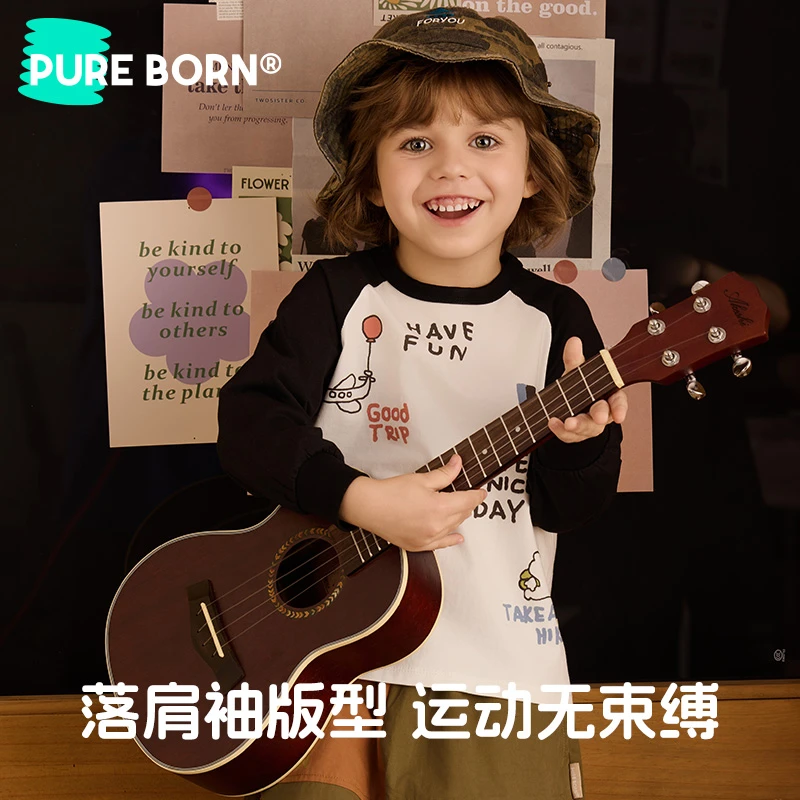 【涂鸦长袖T】博睿恩2025秋季新款涂鸦美式男女宝宝休闲百搭长袖T