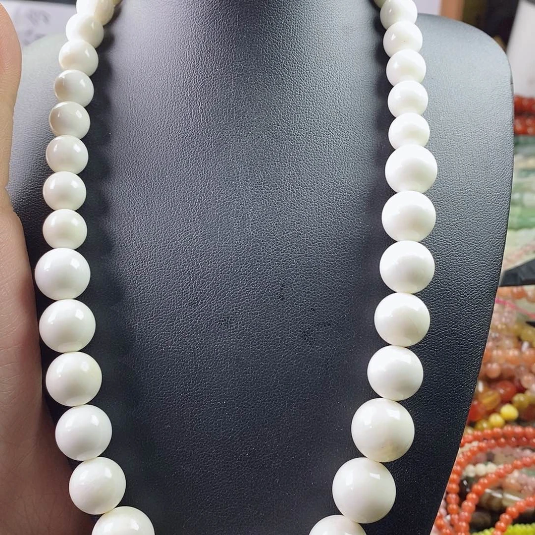 玛瑙/玉髓珠宝半成品合金一条天然大白车贝壳塔型项链E17