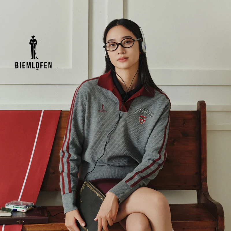 【哈佛联名】比音勒芬高尔夫2025年秋季新品女柔软亲肤休闲羊毛衫