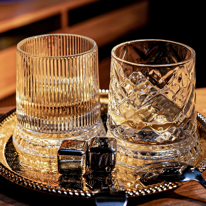 旋转解压杯网红转转杯底座玻璃杯家用不倒翁杯威士忌洋酒杯高颜值