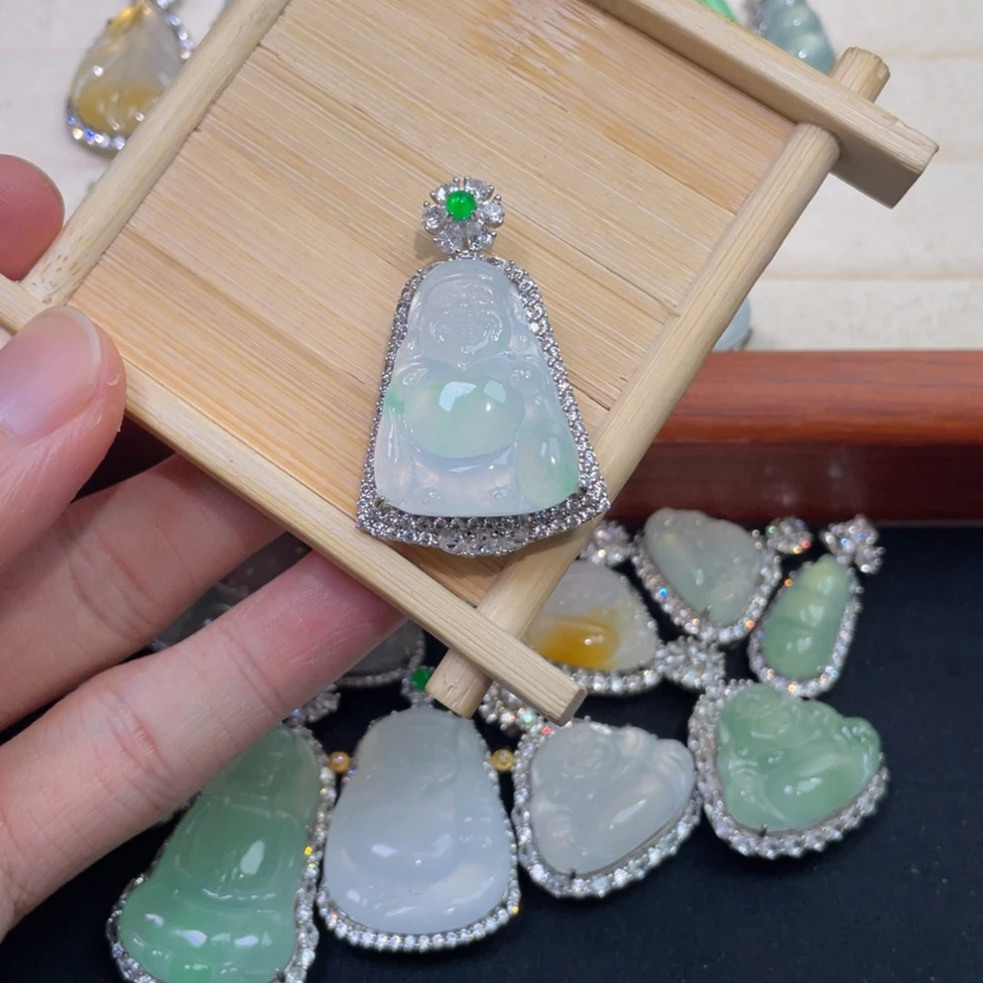 理***琪翡翠银S925镶嵌吊坠(不含链)