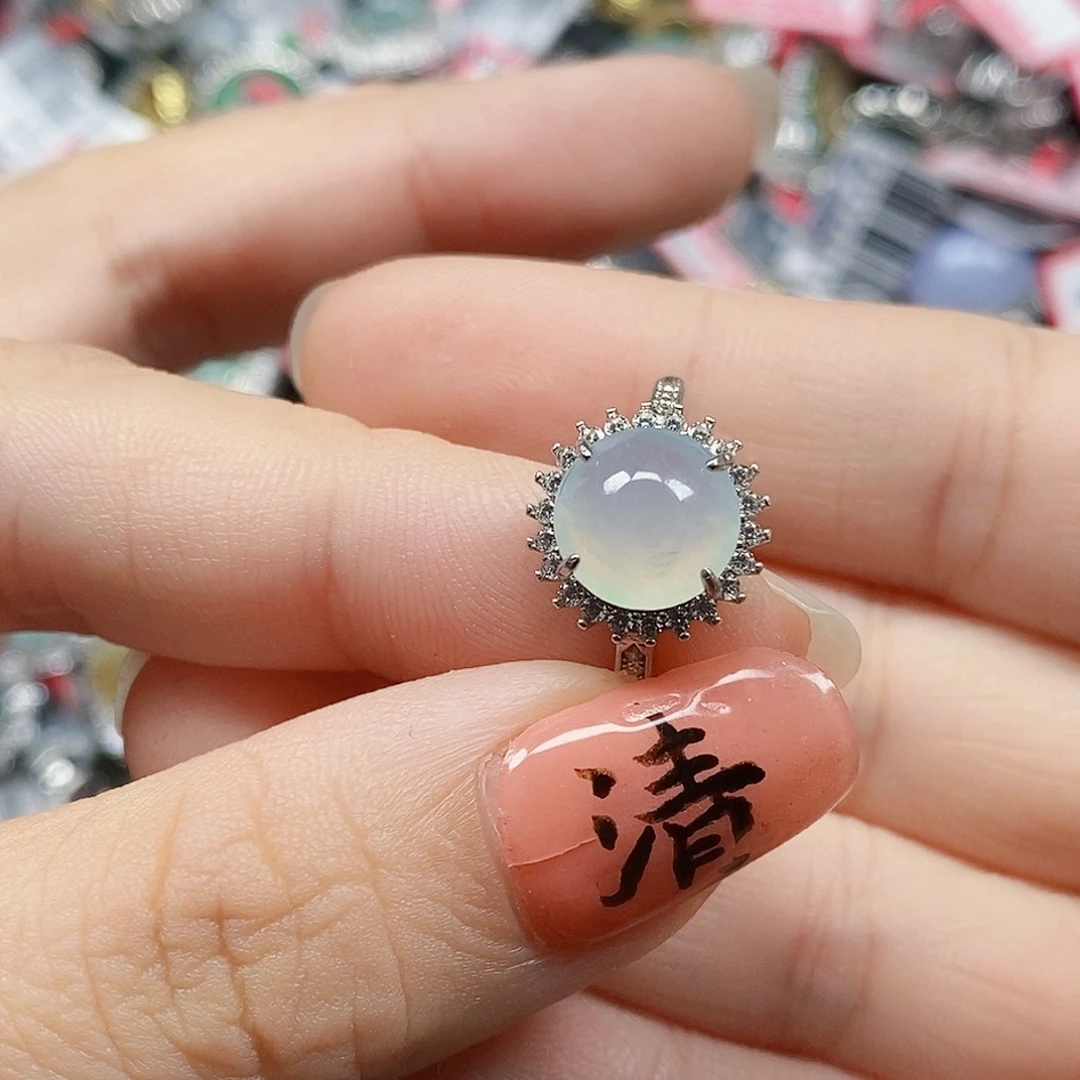 翡翠银S925镶嵌戒指