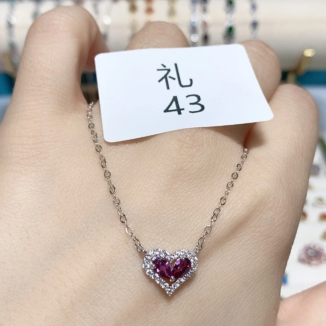 银S925镶嵌颈饰石榴石礼43