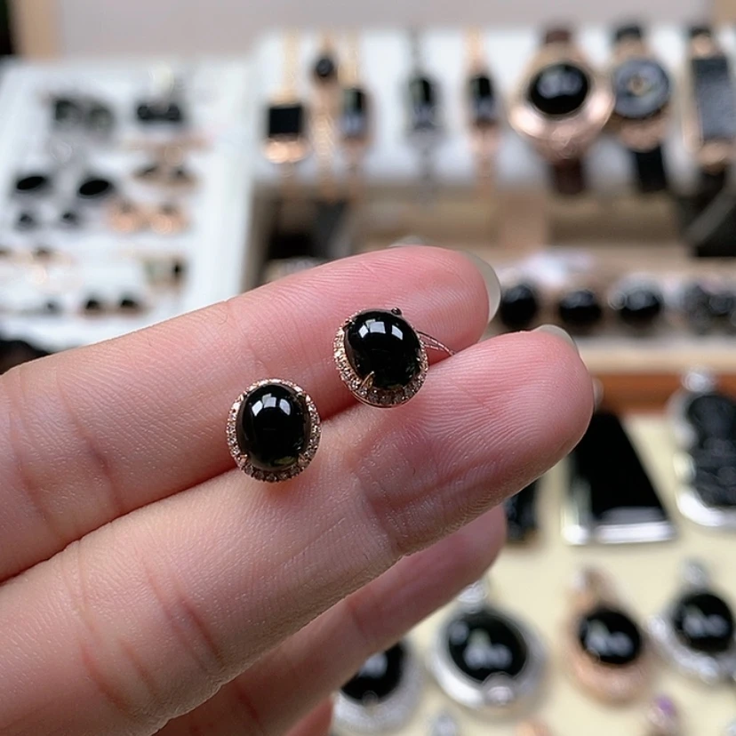 【闪购商品】翡翠耳饰18K金镶嵌?*子墨翠