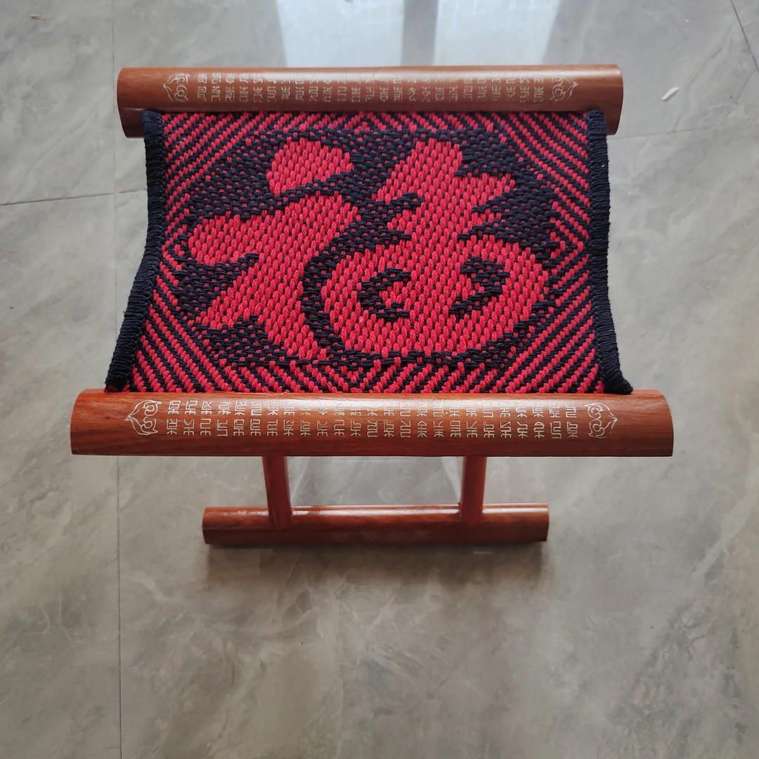 进口非洲红樱桃钢轴红座面马扎,展开高36cm宽27cm长33cm