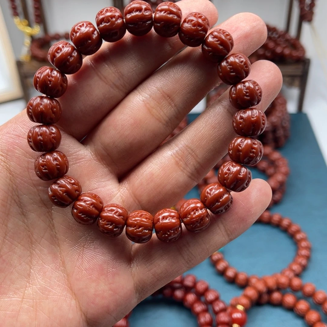 手串猴头核桃小龙纹八棱11+