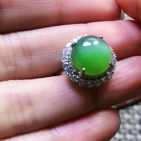 和田玉戒指银S925镶嵌