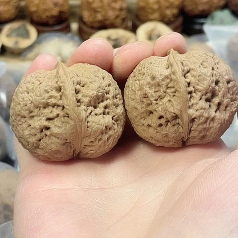 文玩核桃把件?**鬼密纹金蟾带彩磕尖41+