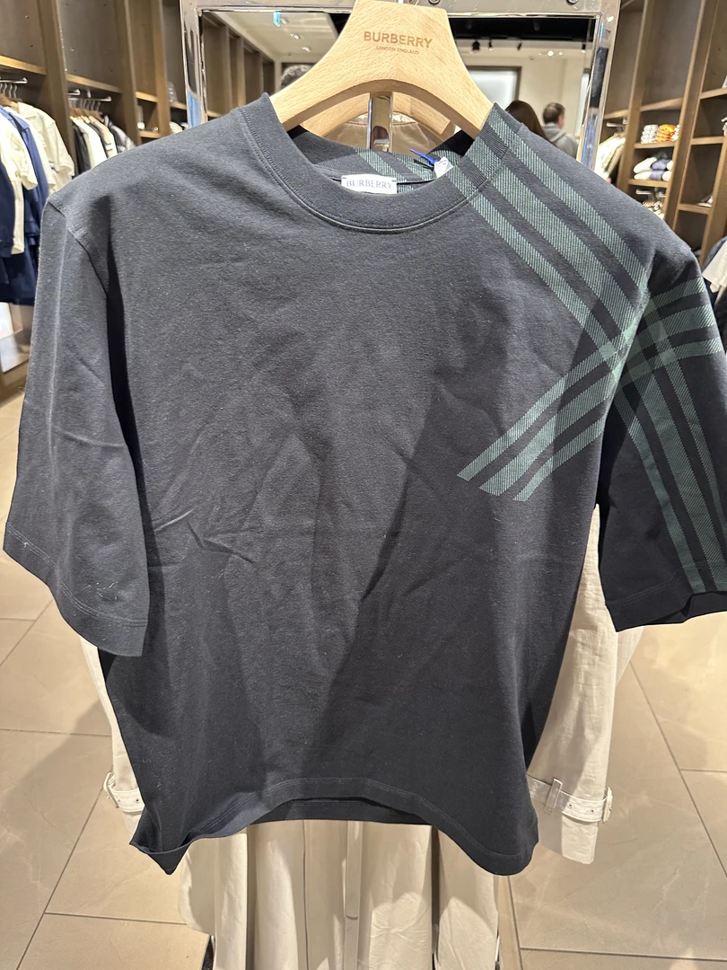 全新未使用 BURBERRY/博柏利 男款格纹拼色印花圆领T恤