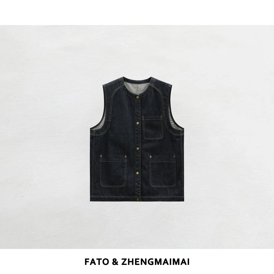 【郑买买】旷野马夹 新款叠穿高级时尚百搭新中式牛仔马夹QX50701J1