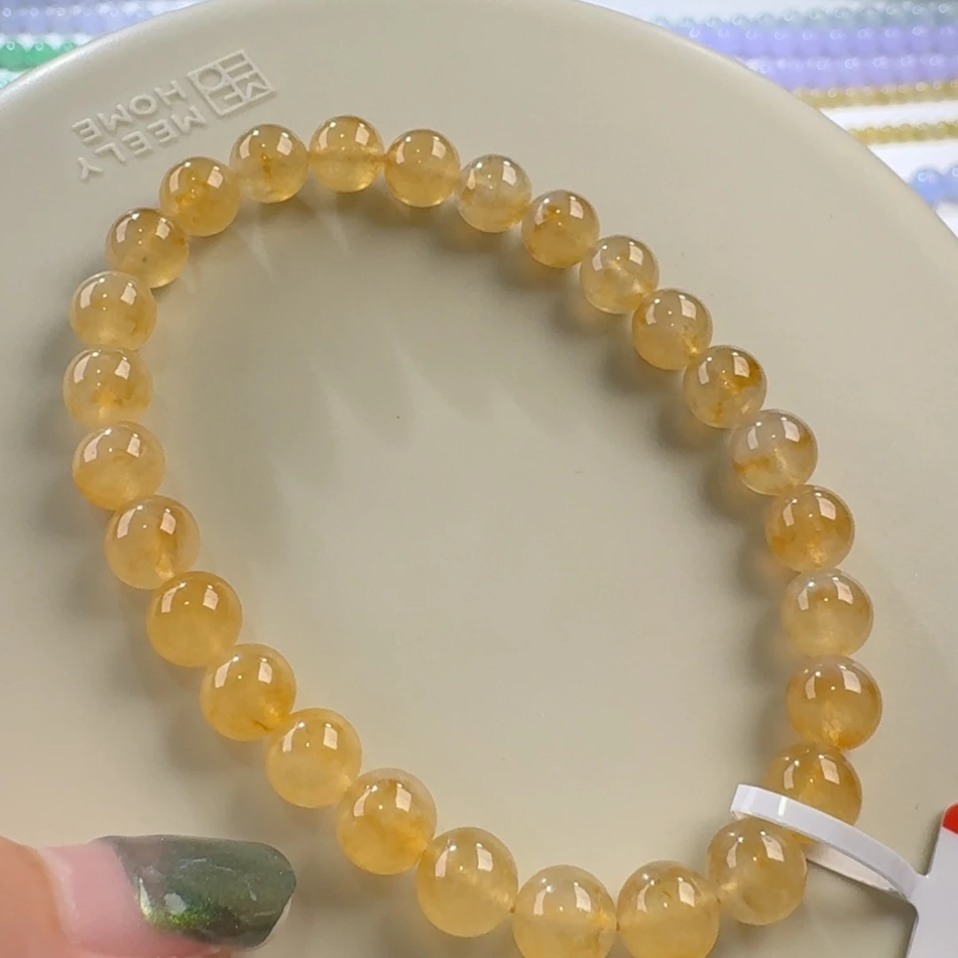 翡翠手链未镶嵌高冰柠檬黄手串卡6.8