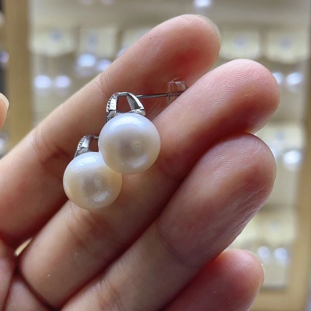 银S925镶嵌淡水珍珠耳饰