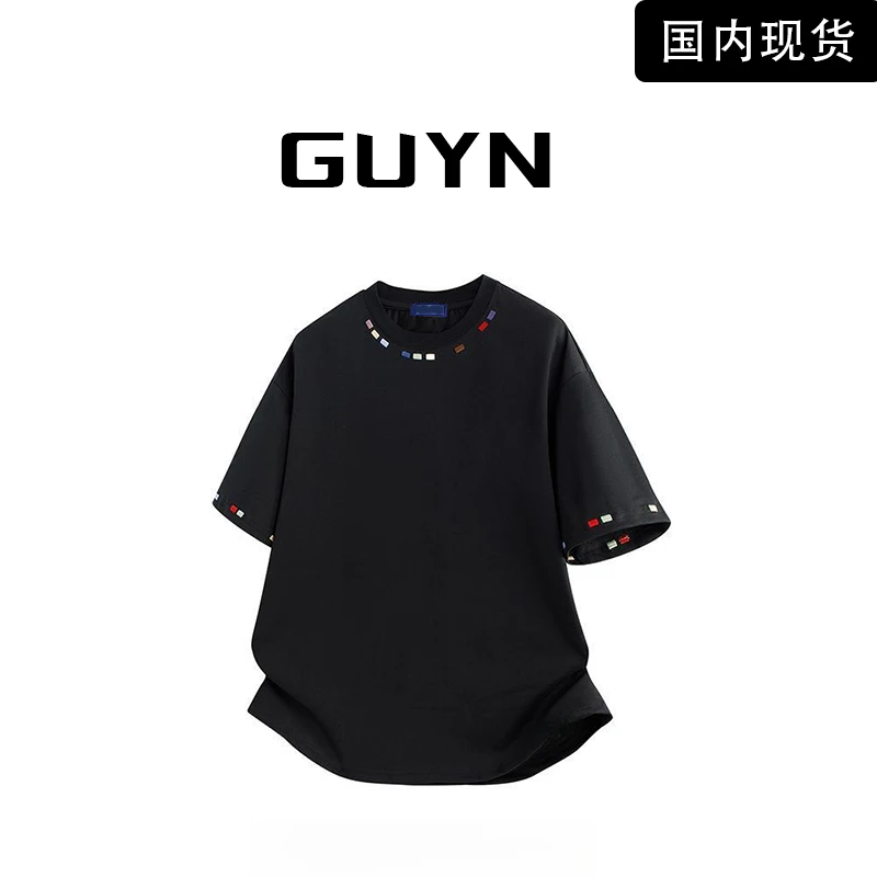 【品牌现货】GUYN 美式设计重磅短袖男潮牌夏季宽松半袖T恤圆领上衣