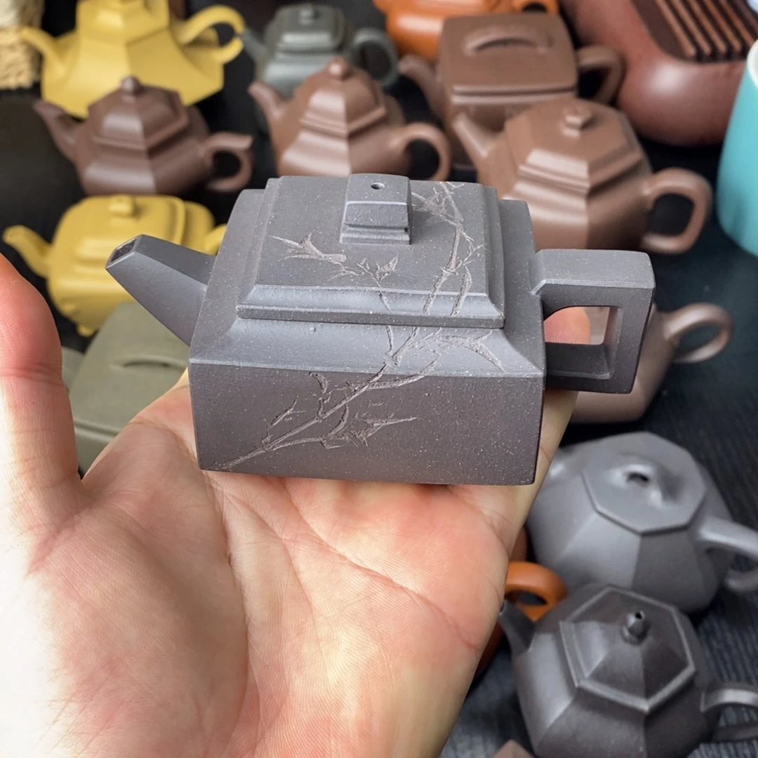 茶壶紫砂青灰紫方山逸士100cc瑕疵处理不退换