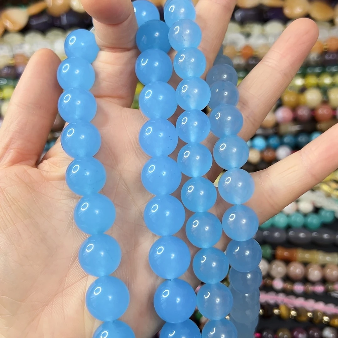 滕***g玛瑙/玉髓合金珠宝半成品 卡12，卡14蓝玉髓各一