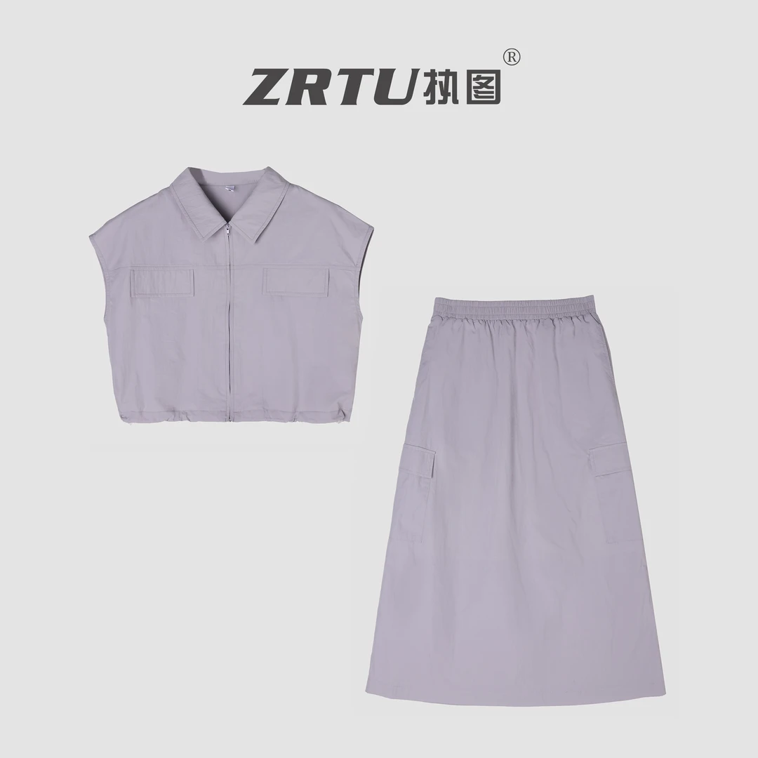ZRTU执图休闲工装风半裙上衣春夏轻熟法式时尚套装