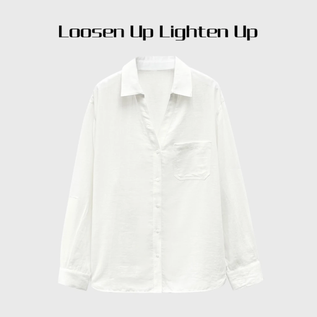 Loosen Up【留白】法式老钱高级感天丝苎麻V领长袖防晒衬衫/阔腿裤