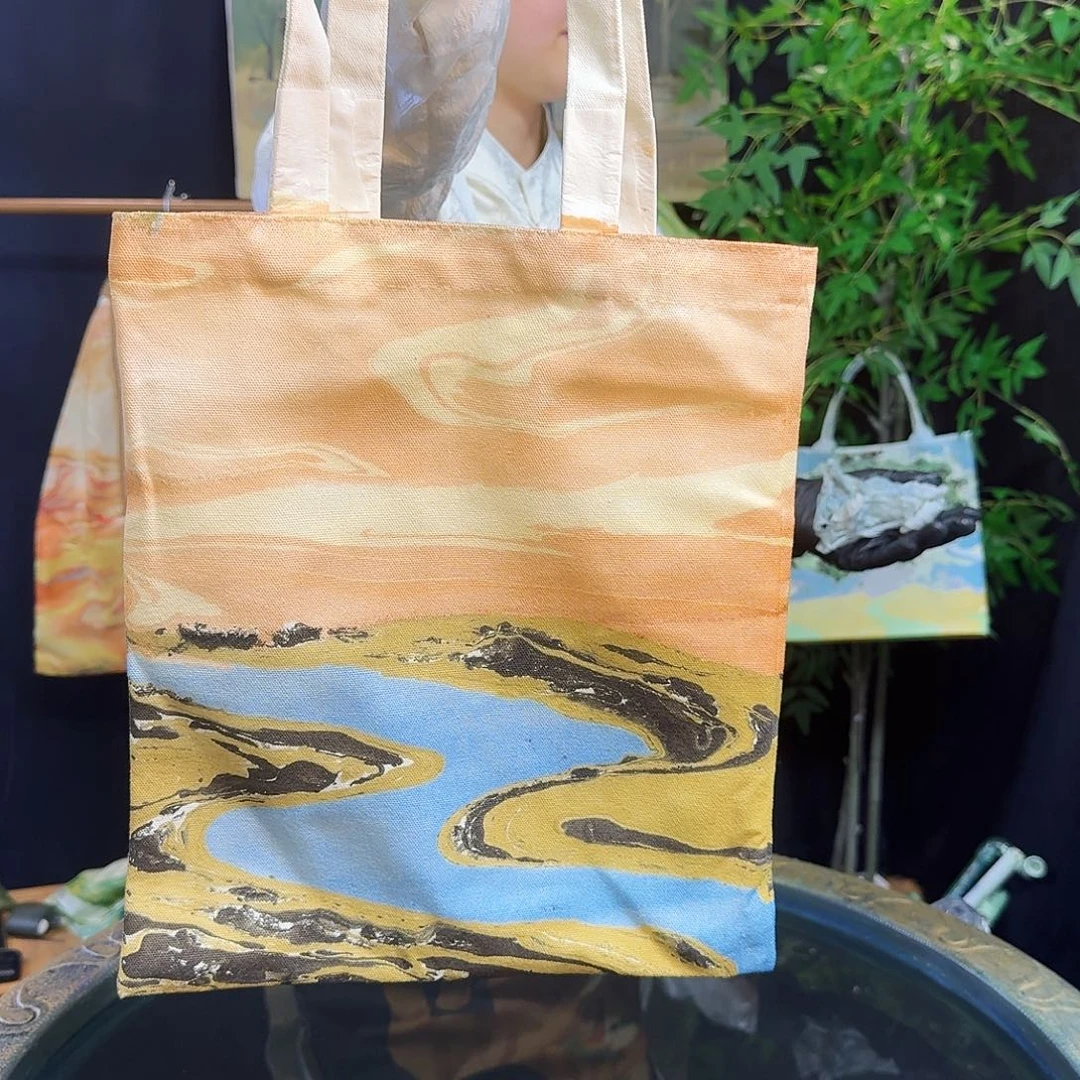 织物帆布沙漠长河-手提袋