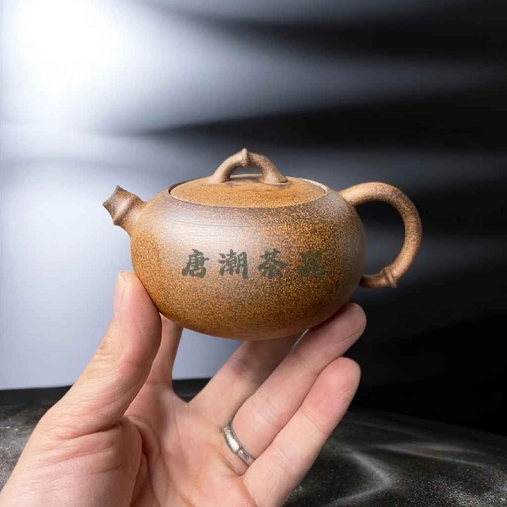 （拿）竹节西施壶120ml老岩泥泥壶手制精美柴烧壶圆壶文旦壶家用