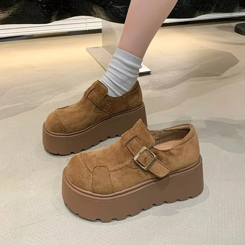 春新款潮流时尚小个子厚底英伦风通勤勃肯豆豆鞋9902-6