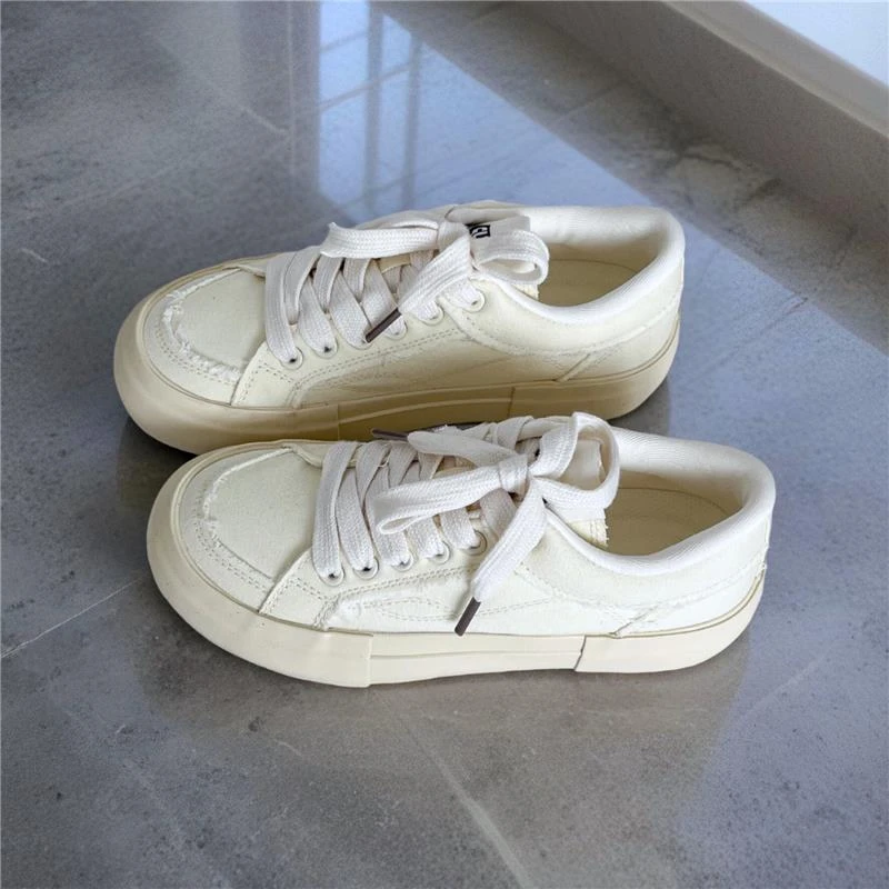 夏季新款透气薄款帆布鞋厚底小白鞋百搭板鞋配裙子的鞋子女鞋