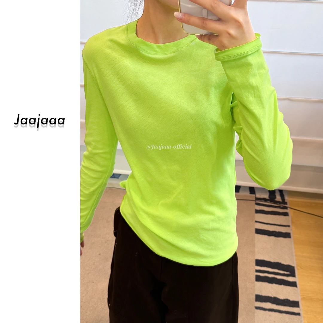 Jaajaaa青芜漫章   小众时尚百搭休闲圆领长袖打底T恤/EBDA