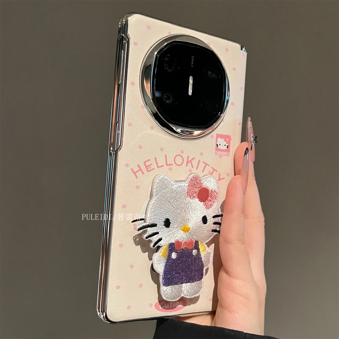 ins风皮纹波点Kitty折叠支架适用华为MateX7典藏版折叠屏X6/X5/X3