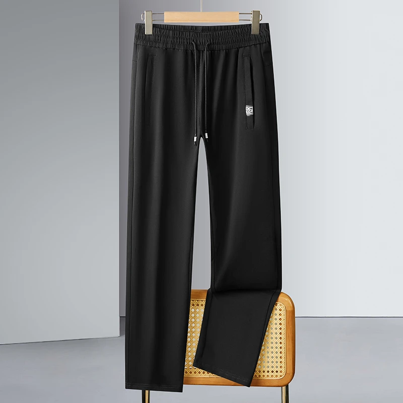 春秋男士长裤加肥加大码弹力直筒卫裤男胖子宽松透气运动休闲裤子