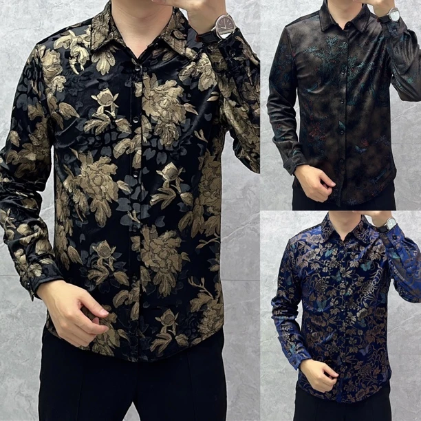 25秋冬新款韩版修身男士高端定制欧货轻奢时尚长袖衬衫