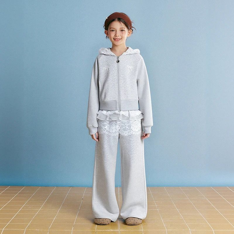 笛莎童装女童套装秋装中大童儿童芭蕾风休闲连帽两件套-9M251T101