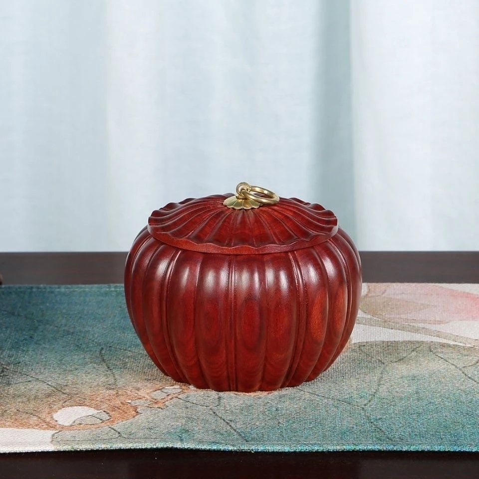 小叶紫檀南瓜茶叶罐零食干果储物罐家居摆件