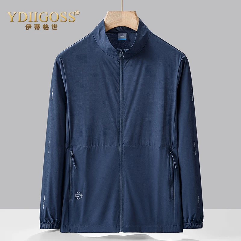 YDIIGOSS冰丝防晒服男夏季户外运动透气立领休闲夹克外套薄