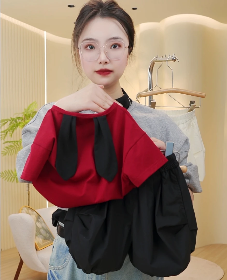 T云朵裤【小兔子耳朵】女童男童洋气休闲时尚百搭夏季宽松运动