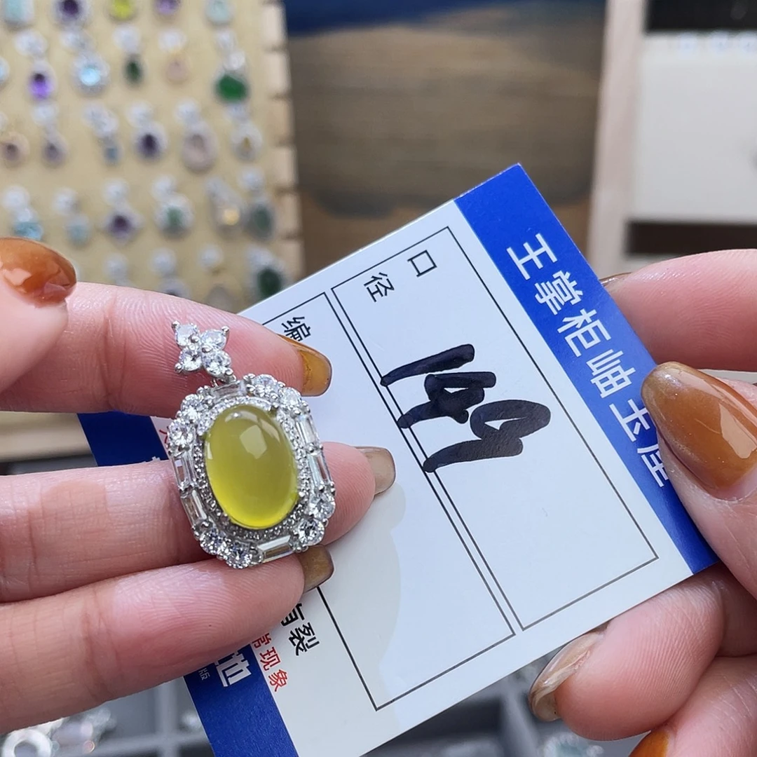 岫玉银S925镶嵌吊坠