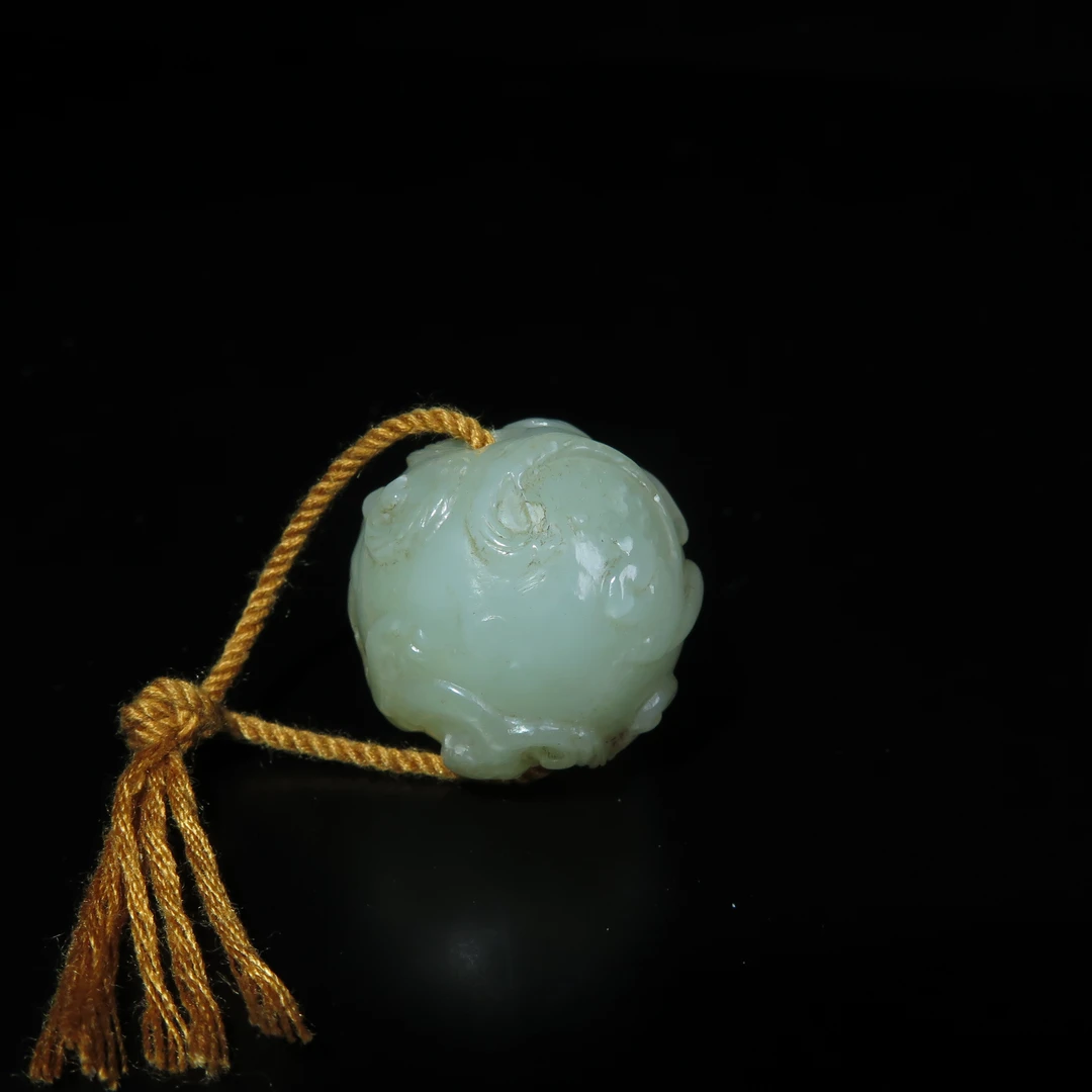 民国刻花玉珠/MZ524053/和田玉/民族文物