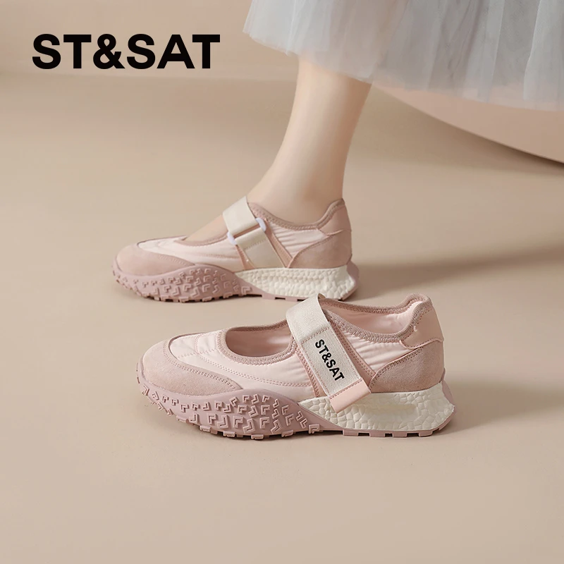 星期六运动玛丽珍鞋女2025新款夏休闲厚底单鞋芭蕾魔术贴德训凉鞋