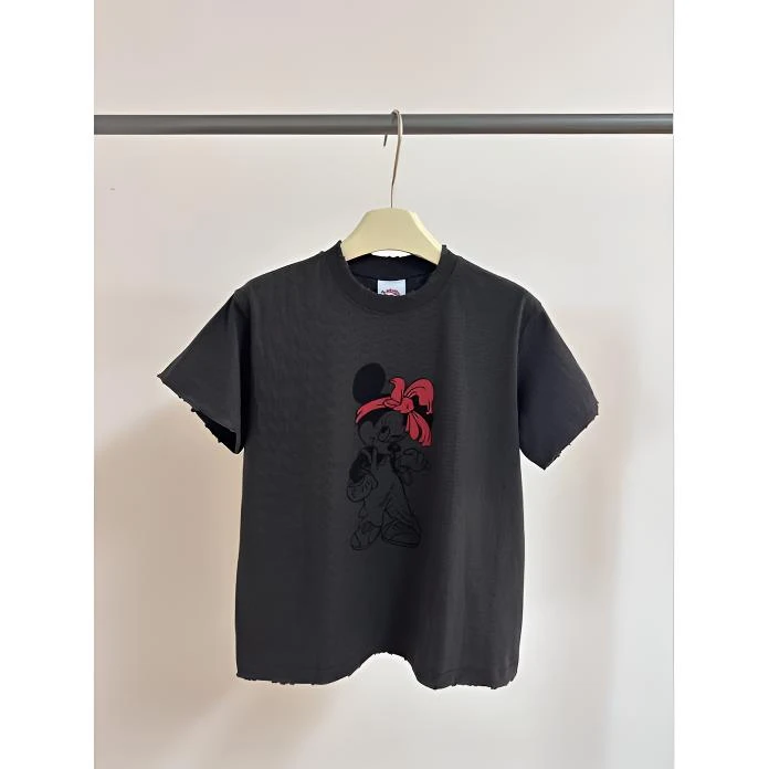 泡菜 garment 公鸡家 夏款圆领做旧米妮 印花短袖T恤女