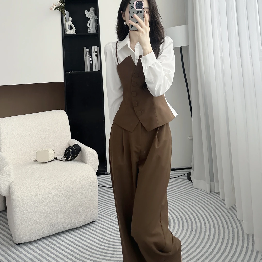拉夏贝尔25秋气质时尚高级感通勤显瘦赫本风上衣＋裤子 10099 LSC