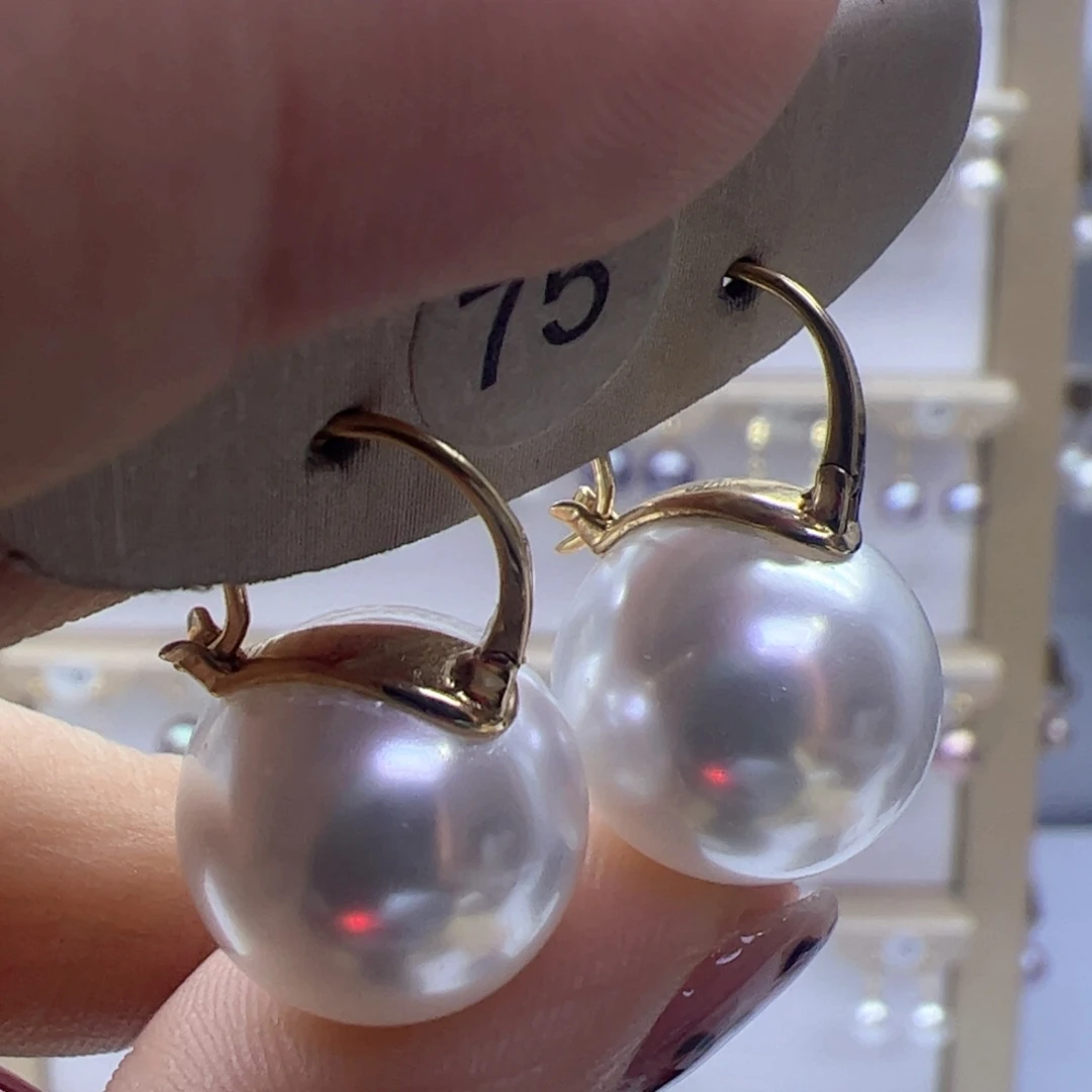 淡水珍珠耳饰18K金镶嵌