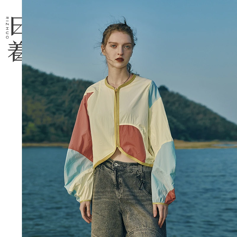 日着2025夏季新款时尚防晒服撞色拼接防紫外线轻薄外套女RD3247W0