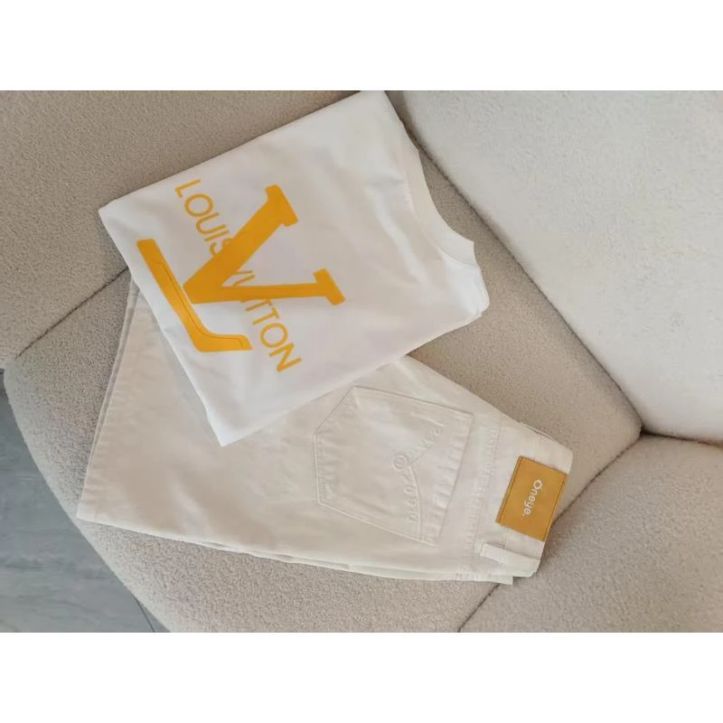 25新款直筒白色牛仔中裤夏季短裤情侣宽松休闲百搭中裤