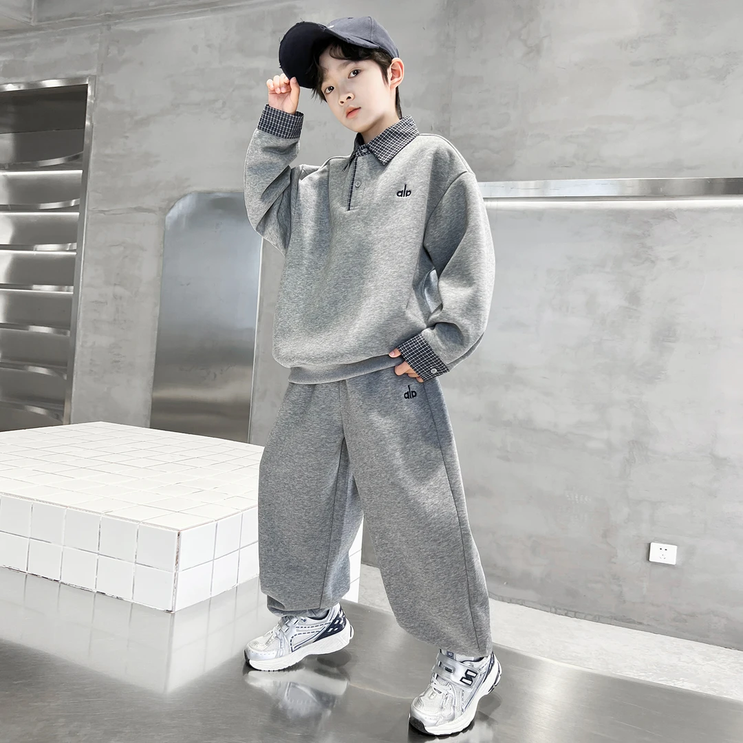 男童秋装polo衫卫衣套装2025新款中大儿童春秋季时髦运动服帅气潮