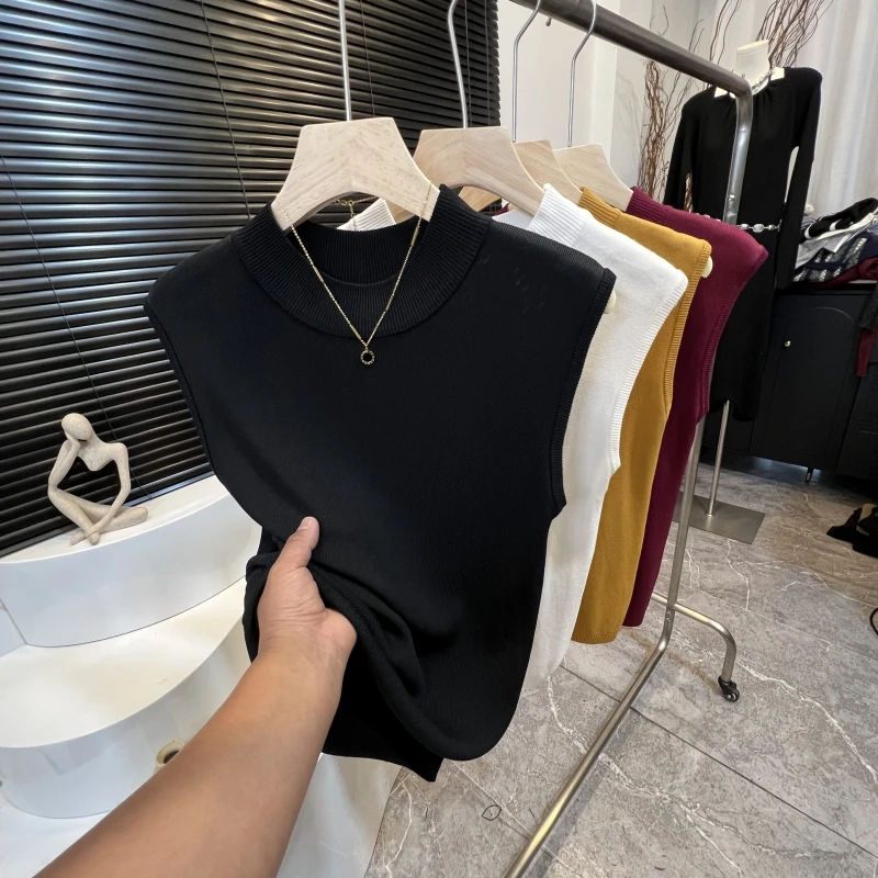 冰丝背心夏季正肩短袖针织无袖马甲圆领百搭时尚网红气质显瘦104