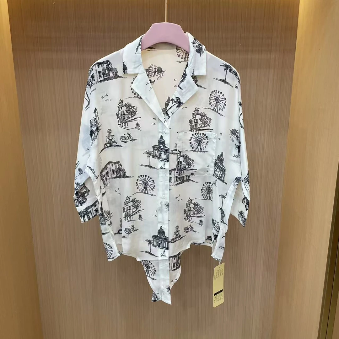 【LJWM】桑蚕丝中袖衬衫 D5446