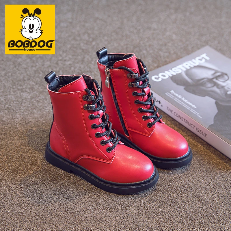 【断码特价】巴布豆儿童休闲运动马丁鞋中大童秋冬软底休闲鞋大童