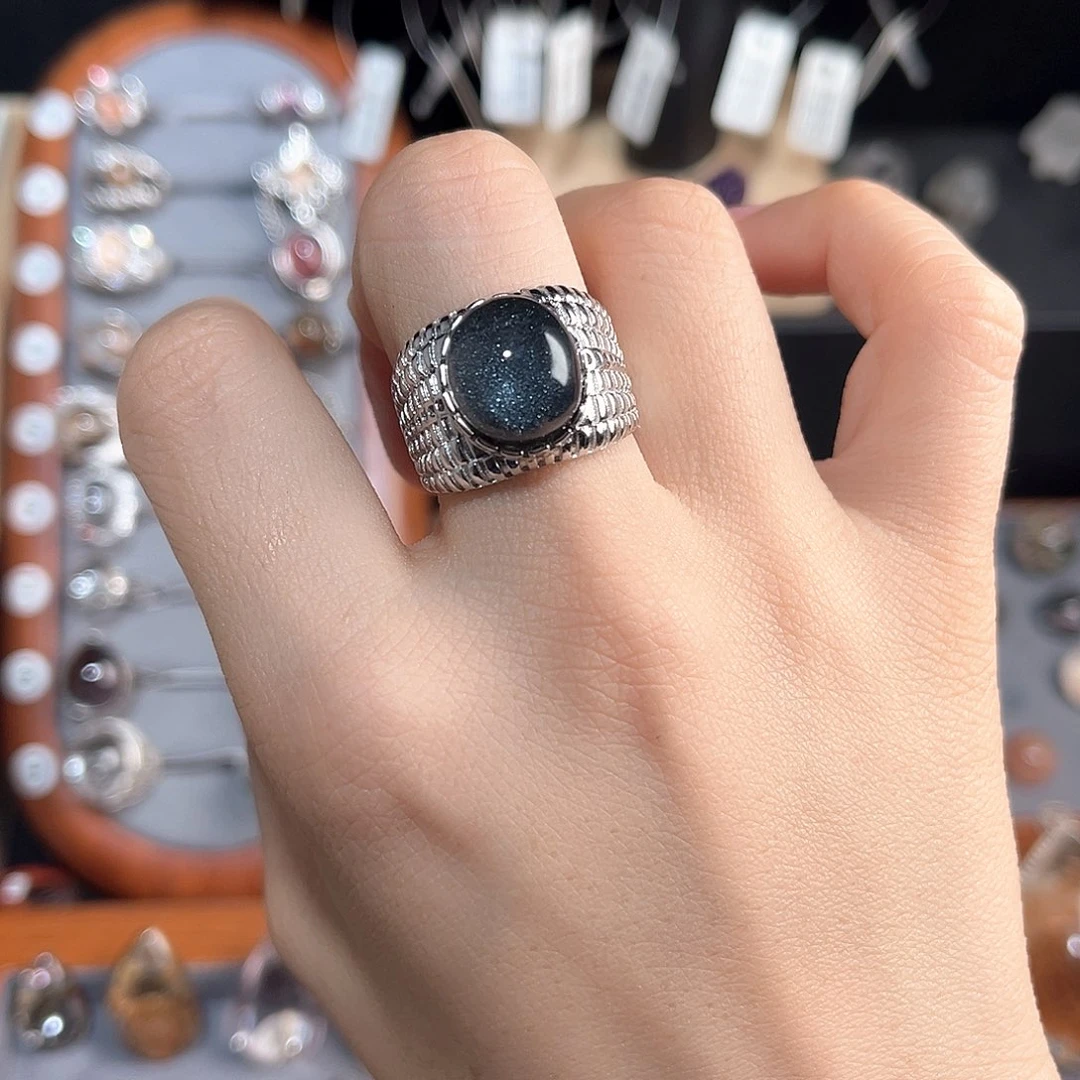 戒指银S925镶嵌水晶北**西