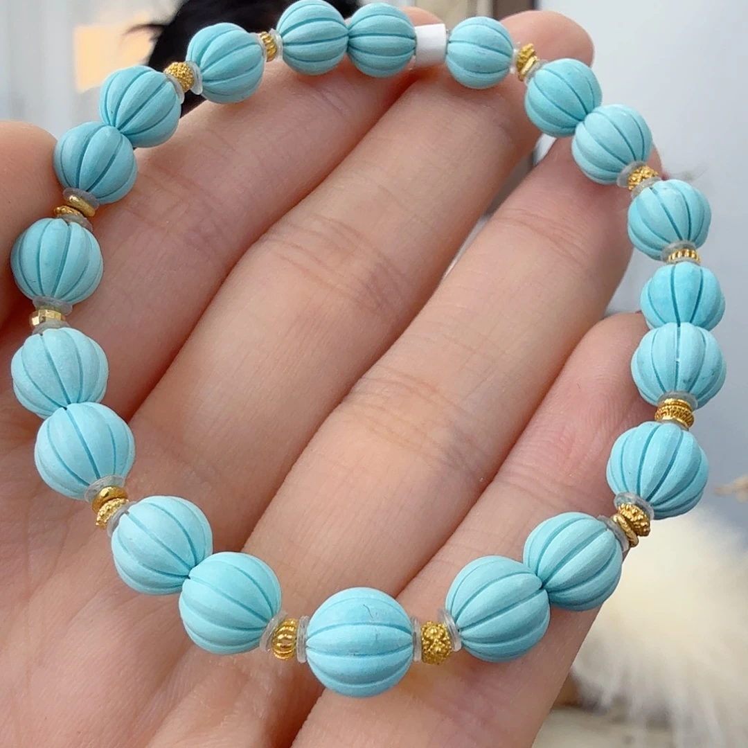 绿松石18K金镶嵌珠宝奇石