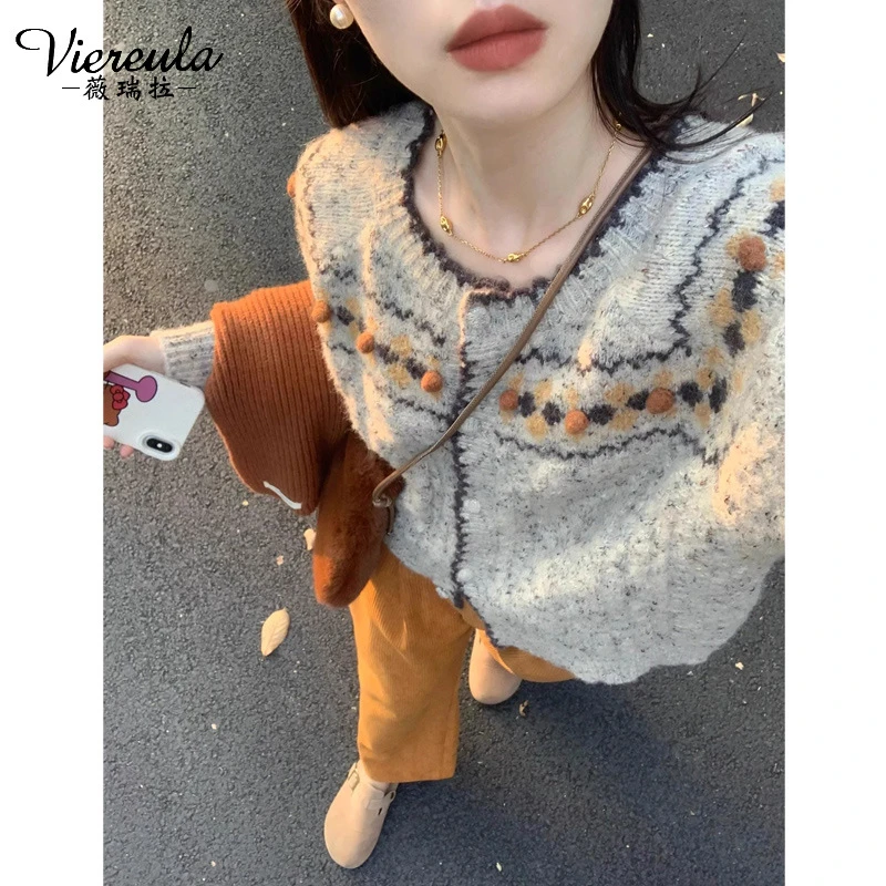 春秋年高级感毛衣女小众上衣慵懒风软糯外套灰色针织开衫外穿
