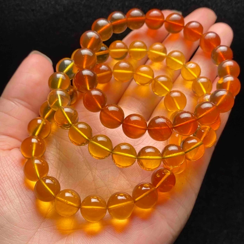 【小魏总返场福利】3A缅珀圆珠亮金棕手串（9mm）【多样性发一】